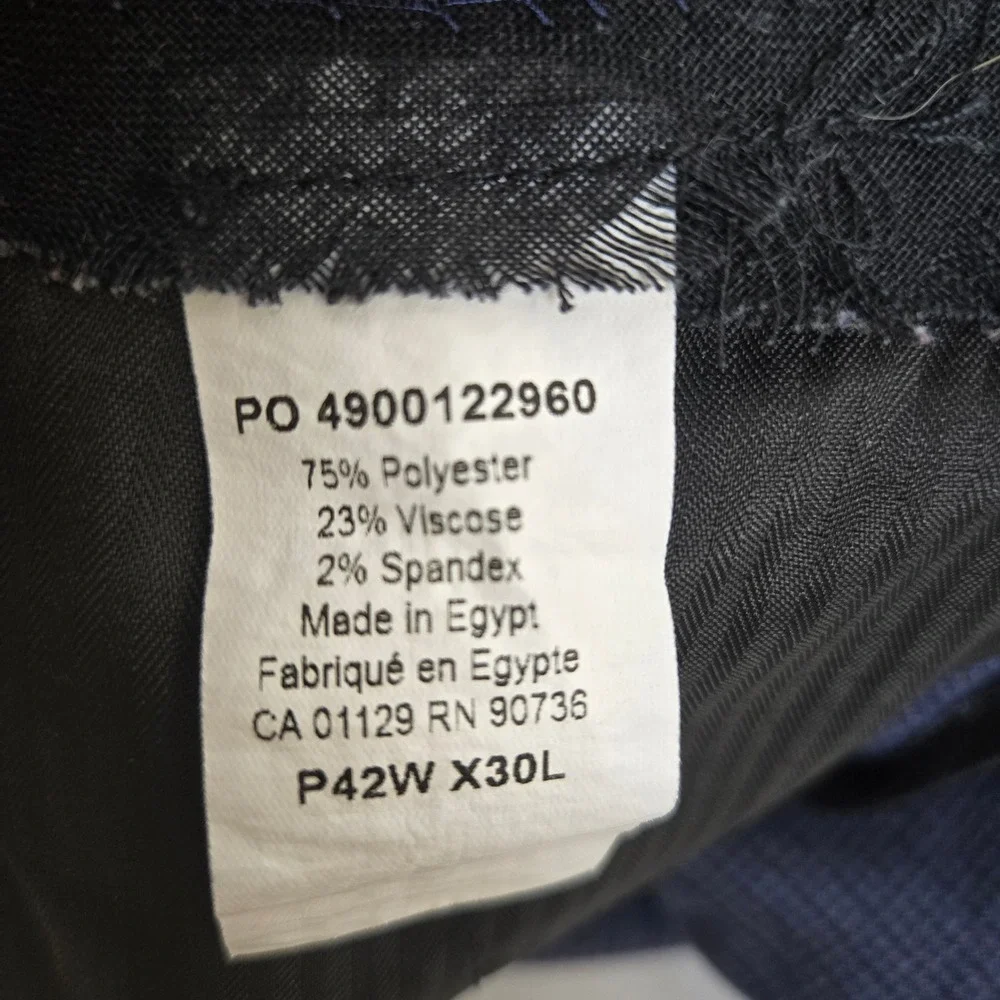 Lauren Ralph Lauren Micro Check Plaid‎ Pleated Chino Pants Blue Black P42W x 30L